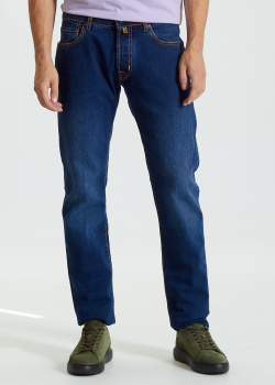 Синие джинсы Jacob Cohen с контрастной строчкой, фото
